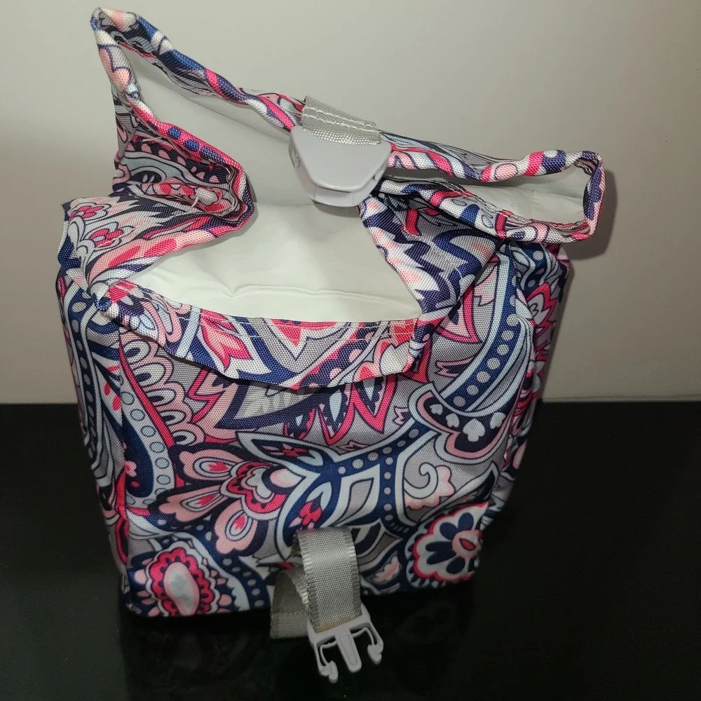 Pink Gray Blue Insulated Lunch‎ Bag Vera Bradley Lunch Bunch Fold Down Top